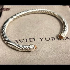 David Yurman Silver 5mm Citrine Cable Bracelet M
